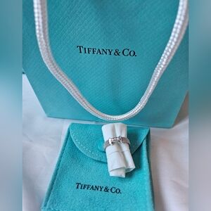 Tiffany & Co. Diamond Narrow Somerset Mesh Sterling Silver Ring ✨️ Size 4